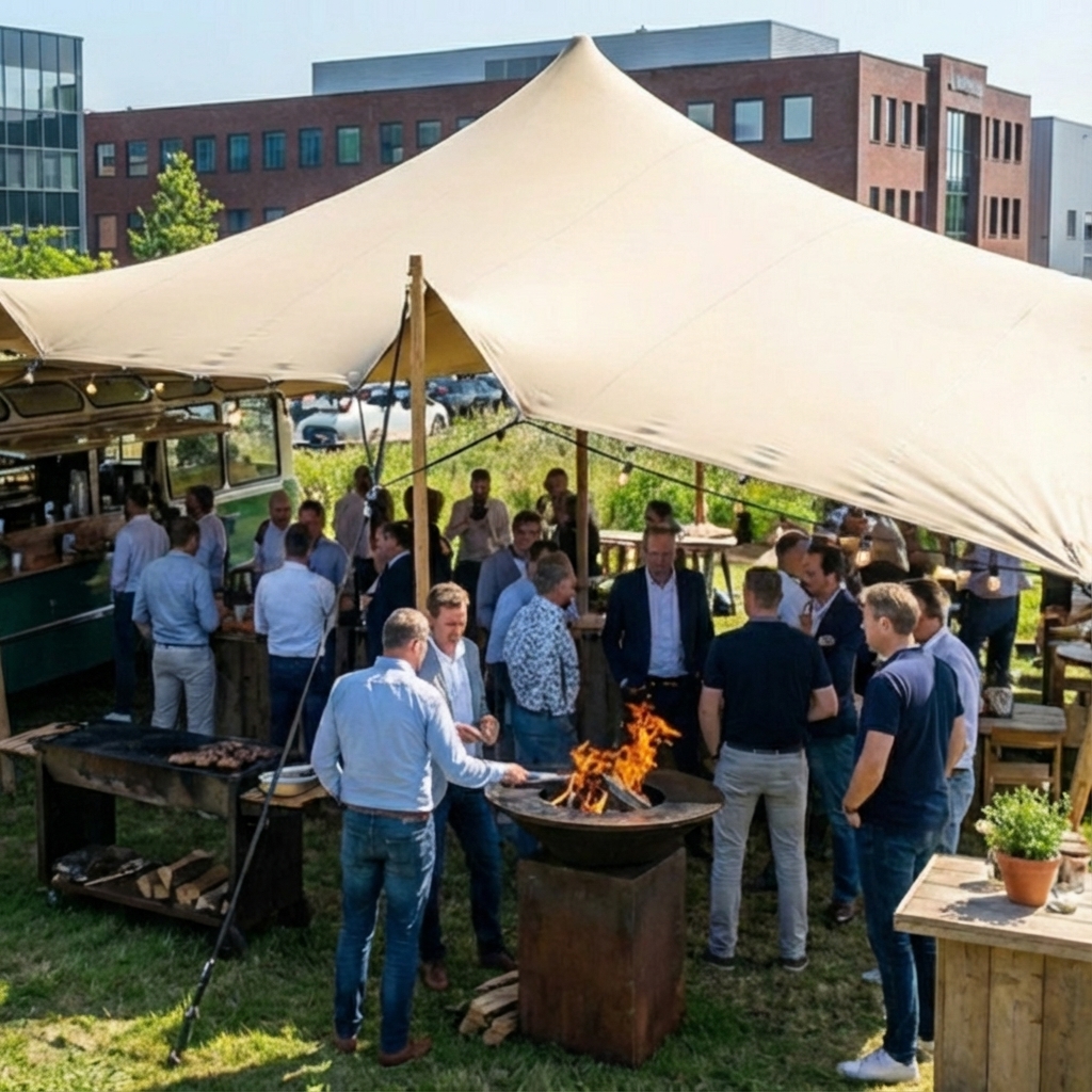 Sfeerimpressie tent en vuur